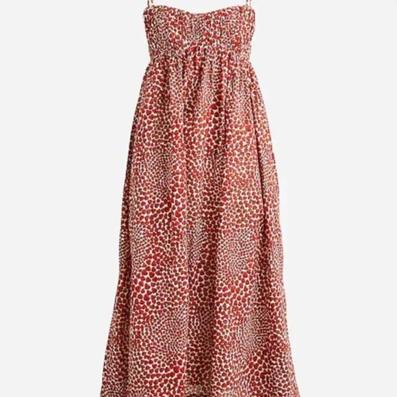 J. CREW EMPIRE WAISST STRAWBERRY PRINT MIDI  100% COTTON DRESS EUC - Picture 2 of 13
